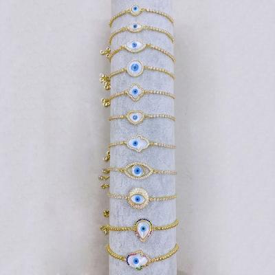 China Evil Eyes Tasty Pearly Diamond Zircon Cubic Zirconia Chain Slide Bracelet BC1433, Tasty Diamond CZ Tennis Bracelet for sale