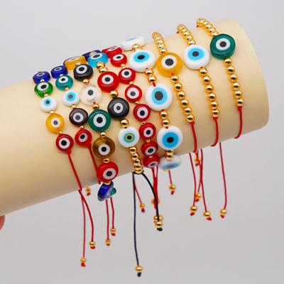 China TRENDY BG1094 fashion small beads gold adjustable accent evil eyes bracelet, spiritual evil eyes protection bracelet for gifts for sale