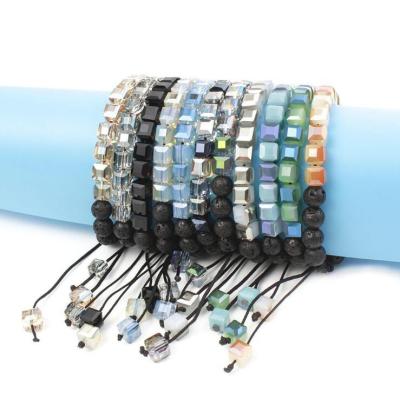 China BG1089 Ethnic 2020 Crystal Square Box Beads Handmade Chic with Lava Essential Oil Friendship Black Bracelet for sale