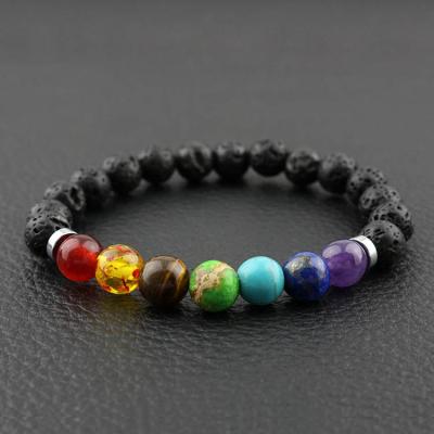 China FASHIONABLE Healing 7 Chakras Energy Volcanic Stone Bracelet for sale