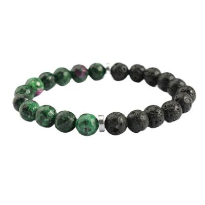 China BN1088 FASHIONABLE Small Natural Stone Essential Oil Lava Turquoise Jade Beaded Ladies Stretch Bracelet for sale