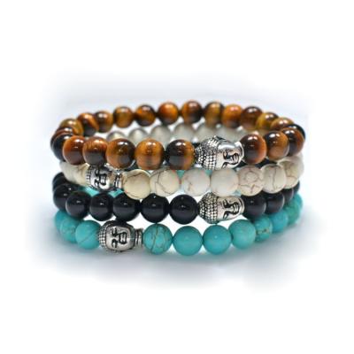 China BR0170 Hotsale Buddha head CLASSIC silver bracelet, natural gemstone beaded bracelet for sale