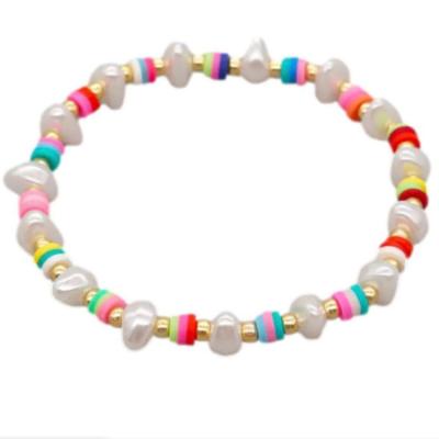 China BP1035 CLASSIC Polymer Clay Disc Beads Rainbow and Gold Accent Children's Tiny Bead Bracelet and Freeform for Ladies Girls for sale