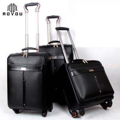 China Hot Selling PU Carry On Suitcase Shop Luggage Bag Set Wheels With Great Price for sale