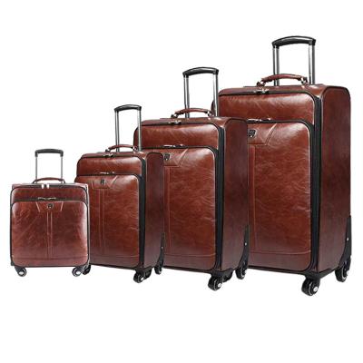 China 16/18/20/22/24/26/28 inch vintage leather luggage PU business leather carry on suitcase for men for sale