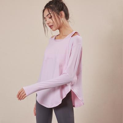 China QUICK DRY Yoga Clothes For Fitness Sport Shirt Women Blouse O-Neck Workout Running Long Sleeve Female Gym Top With Thumb Holes for sale