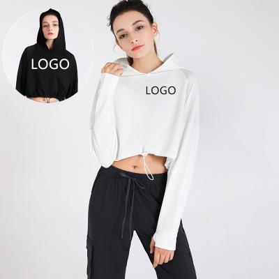 China OEM QUICK DRY Women Customized Fashion Sport Set Hoodies Active Two Piece Suit Teams Long Sleeve T-shirt Apparel Crop Top for sale