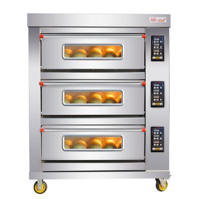 China Bakery Factory Direct Sale 3 Deck 6 Tray Electric Baking Commercial Bakery Oven with Control Panel for sale