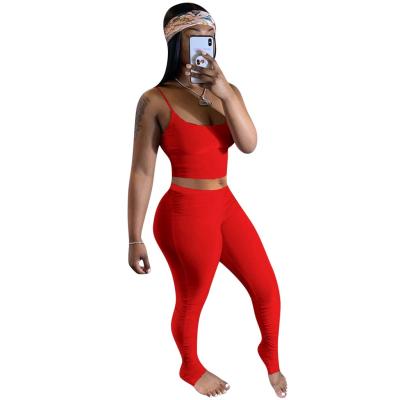 China 2021 Wholesale Custom QUICK DRY Custom Print Women Tops And Legging Fitness Stacked Jogging Stretch Overalls 2 Piece Set for sale