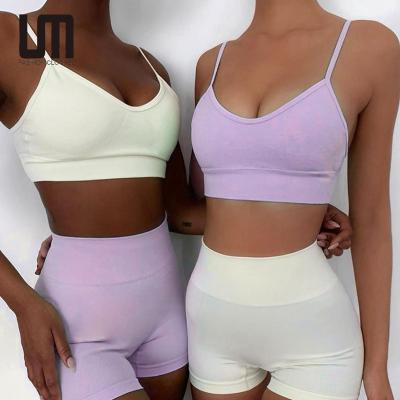 China Liu Ming QUICK DRY 2022 New Women's Gym Bra Top Waist Leggings Crop Top Jogging Sports Shorts Set for sale