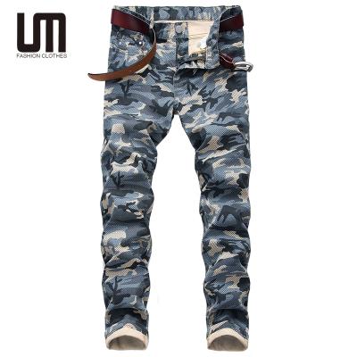 China Viable Liu Ming 2022 New Arrivals Men Fashion Camouflage Printed Male Straight Bottom Slim Pants Plus Size Jeans for sale