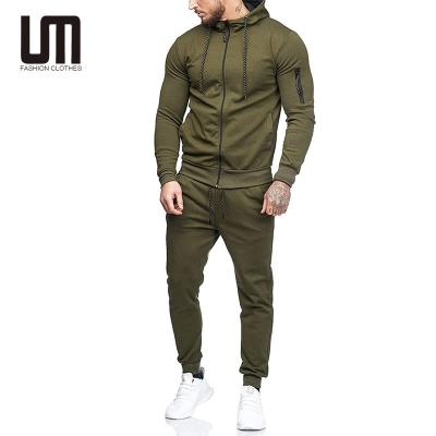 China New LOGO Fitness Jogging Sweatsuit Custom Made Wholesale Breathable 2 Pieces Set Pullover Men Hoodies Tracksuit for sale