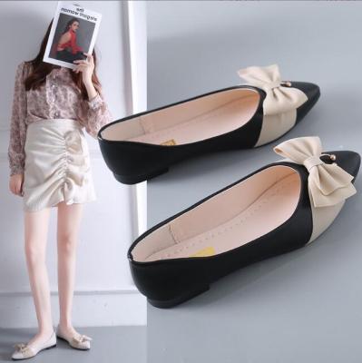 China Deodorization Women's Pointed Toe Shoes Pu Ballet Flats Bow-knot Stylish Shoes Wear To Work Flat Slip-ONS for sale