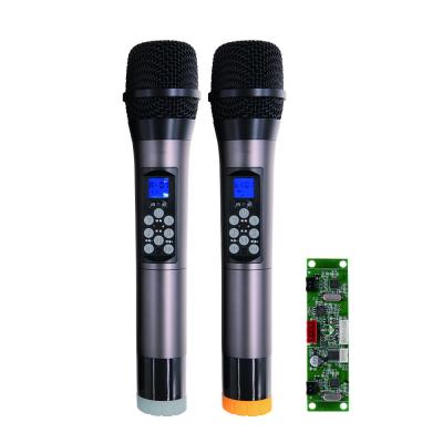 China Handheld fm radio wireless microphone 470MHZ-950Mhz low power consumption low power dual microphone PCB PCB board with two transistor for sale