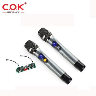 China Handheld Microphone Wholesale Dual Matel Handheld Semi Wireless Microphone with PCB Board Receiver for sale