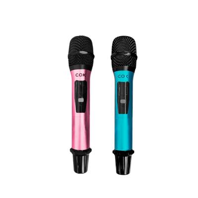 China Durable Portable UHF Dual Handheld Plug In Adapter Karaoke Set Wireless Home With 18650 Batteries Charged Studio Microphone for sale