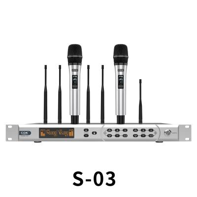 China 4 Piece Professional Handheld Antenna KTV Stand Karaoke UHF Microphone Karaoke Set Professional Wireless Music Studio Equipment for sale