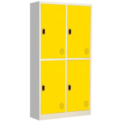 China Modern Yellow 4 Door With RFID Card Lock Metal Locker For Bath Center for sale