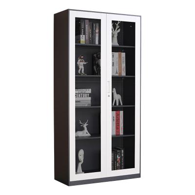 China Adjustable Closet 2 (Other) Cabinet Steel Swing Glass Door With 4 Shelves Movable Office Furniture Filing Cabinet Metal Handles Desk Cabinet for sale