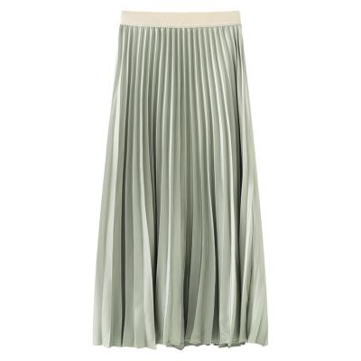 China Simple Breathable Ladies A Style Polyester Permanent Pleats Skirt With Elastic Band for sale