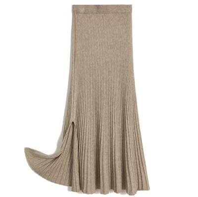 China Winter Sustainable Fashion Ladies High Waist Knitwear A Line Long Skirt With Side Slit for sale