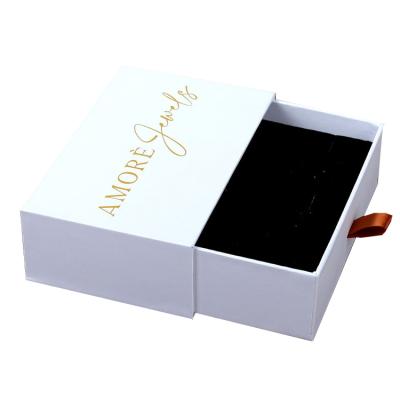 China Handmade Custom Logo Printed Small Cardboard Drawer Luxury Rigid White Paper Gift Box Cosmetic Packaging for sale