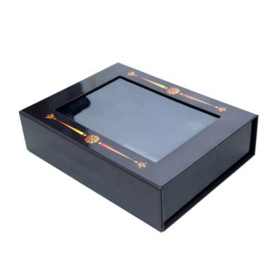 China Handmade Luxury Apparel Packaging Customized Fancy Gift Box With Clear Window for sale