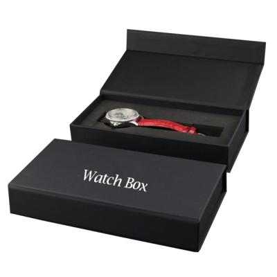 China Black Rigid Magnetic Luxury Foam Insert Display Packaging Material Logo Gift Paper Custom Watch Box for sale