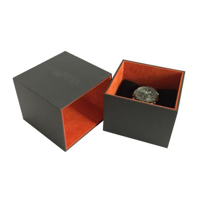 China Custom Luxury Packaging Watch Material Black Kraft Paper Drawer Gift Box for sale