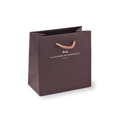 China Handmade Color Printing Recycle Portable Bags Chocolate Kraft Paper Bag Luxury Size Shopping Custom Logo for sale