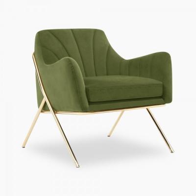 China Other Bailey Accent Armchair, Moss Green Velvet and Brass Sofa Chair for sale