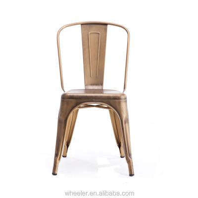 China Stackable Perforated Brass Metal Seat Antique A Cafe Chair In Dining Room Furniture for sale