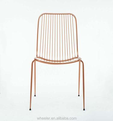 China Environment Friendly Metal Frame Wire Dining Modern Simple Armless Designer Rose Gold Living Room Chair Indoor Leisure High Quantity 4.55kgs for sale