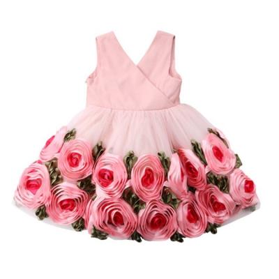 China Sleeveless children's rose-shaped skirts, hot party wedding clothes, princess skirts for sale