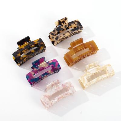 China HC1119 Metal Fashion 7cm Medium Acetate French Square Classic Leopard Hair Claw for sale