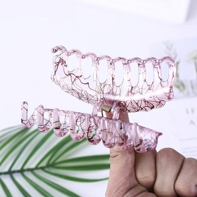 China HC1122 9.5CM Metal Fashion Simple Transparent Plastic Hair Claw Strong Clip for sale