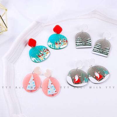 China European Acrylic Jewelery Christmas Tree Snowman Earring ZY1275 TRENDY fashion new earrings for sale