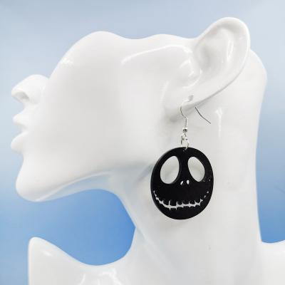 China Hiphop New Arrival Ghost Halloween European Black Acrylic Stud Earrings ZY1102 for sale