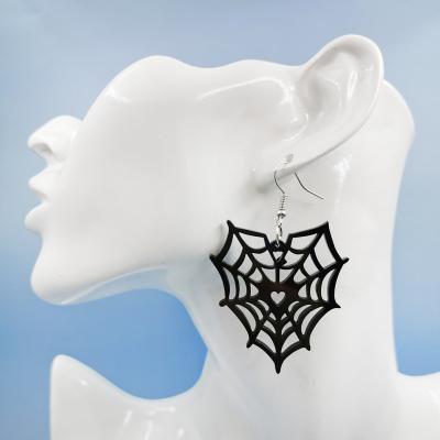 China ZY1101 European punk newcomer cobweb heart shape Halloween acrylic earrings for sale