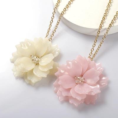 China Fashion MH1021 Wholesale Flower Crystal Acrylic Long Sweater Necklace for sale