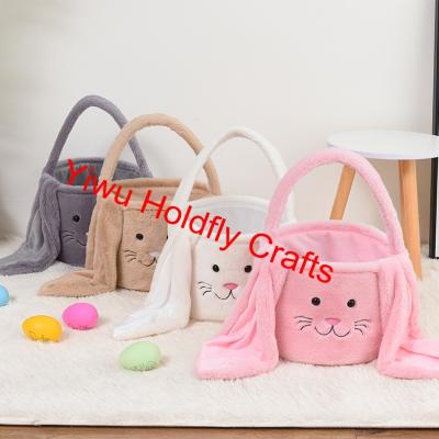 China Bunny Soft Basket Personalized Sublimation Soft Plush Long Ear Bunny Basket for sale