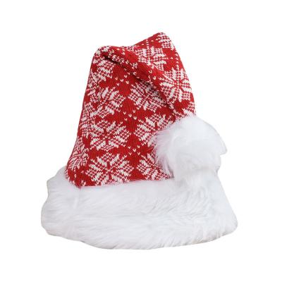 China Knitted Fabric Personalized Cheap RTS Snowflake Christmas Hat for sale