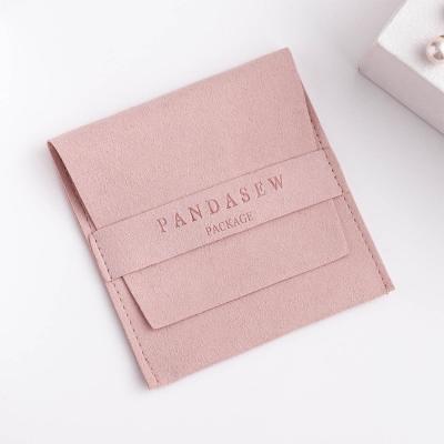 China 350gsm Microfiber 8x8cm Luxury Microfiber Jewelry Pouch For Fashion Earrings Necklaces Packaging Custom Logo for sale