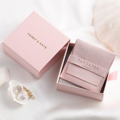 China Jewelry Boxes Custom Logo Printed Luxury Microfiber Paper And Jewelry Packaging Pouch Jewelry Box And Pouch Jewelry Packaging Box for sale