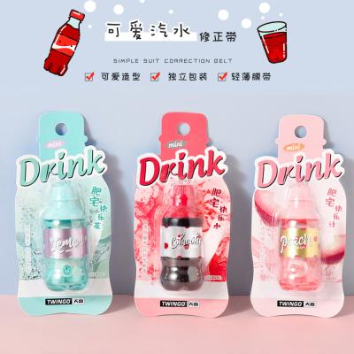 China Creative PS/PVC Soda Correction Tape Coke Bottle Lemon Peach Soda Correction Tape for sale