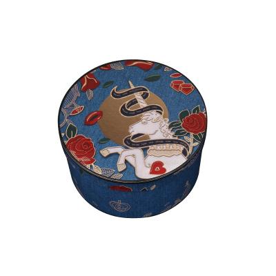 China Unicorn Rose Round Gift Box Stylish Premium Recyclable For Flower Jewelry Navy Blue Hat Box Round Packaging Boxes Corrugated Burger for sale