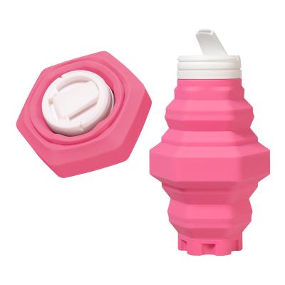 China Best Modern Custom Pink Collapsible 500ml Silicone Collapsible Water Bottle for sale