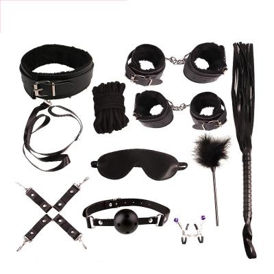 China Bondage Gear 10 Pcs One Handcuff Whip Bondage Kit Bdsm Sex Juguetes Sexuales Set Bdsm Bondage Leather Set Toys For Blow Search for sale