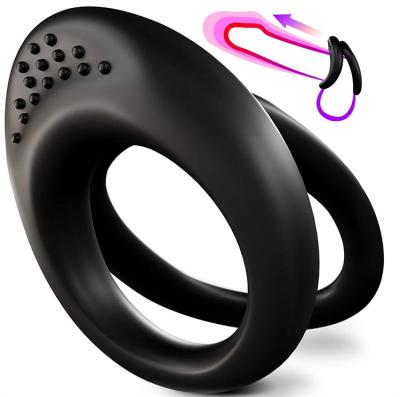 China Smooth and Soft Men's Silicone Vibration Lock Sperm Ring Penis Sleeve Penis Ring Wearing Ring for sale