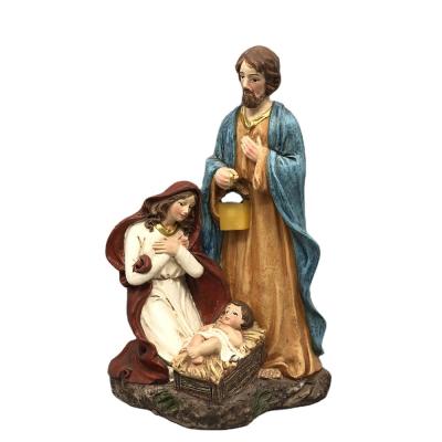 China Western Polyresin Crafts Holy Family Sculpture With Lightweight Battery Operated Resin Nativity Statue Set for sale